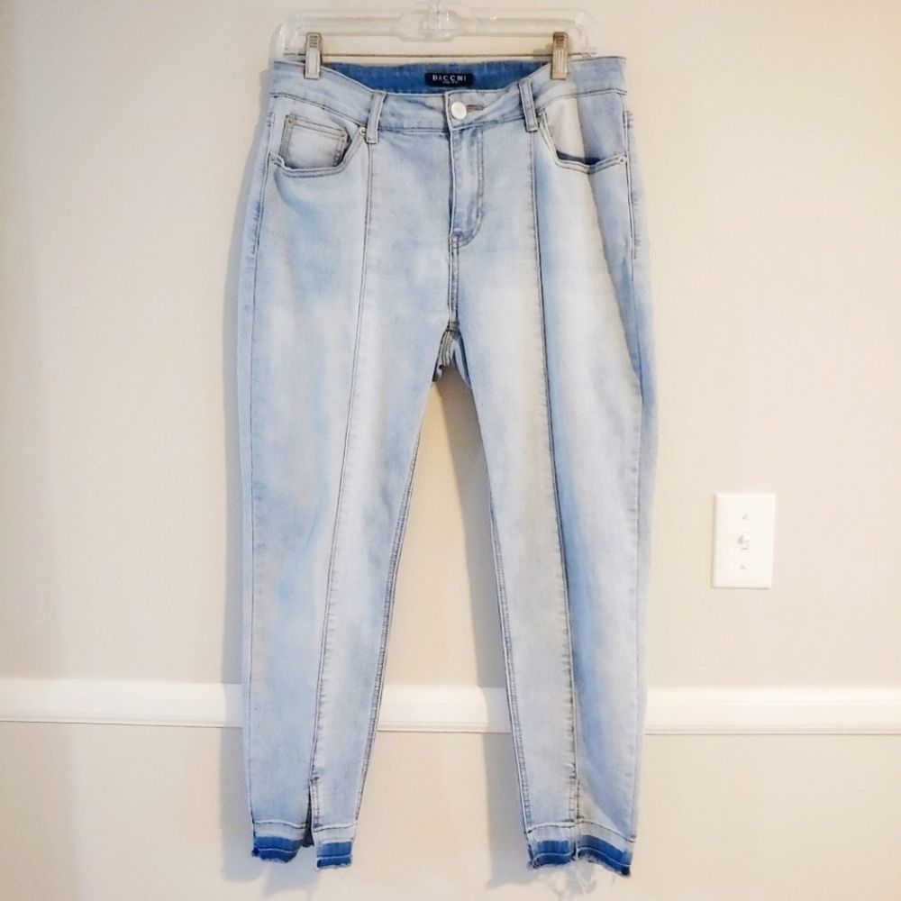 Baccini high rise frayed split bottom jeans
